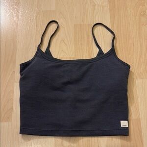 Vuori Charcoal Waffle Knit Crop Top